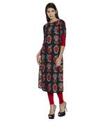 black screen print cotton stitched kurti