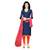 navy blue embroidered chanderi unstitched fashion churidar salwar with dupatta
