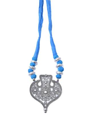 Threaded German Silver Necklace Heart Shape Pendant Turquoise 1 1