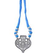 Threaded German Silver Necklace Heart Shape Pendant Turquoise 1