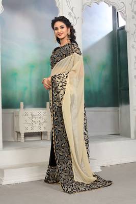 Multicolor embroidered georgette saree with blouse 2