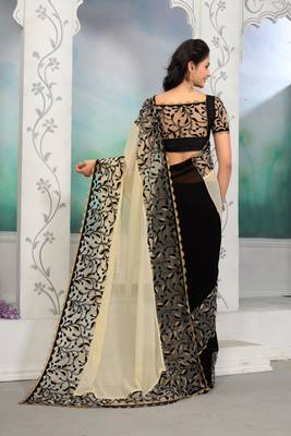 Multicolor embroidered georgette saree with blouse 3