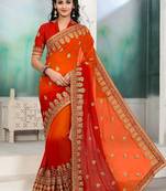 Multicolor embroidered georgette saree with blouse