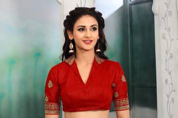 Multicolor embroidered georgette saree with blouse 5