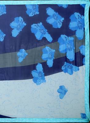 blue printed georgette saree with blouse 5