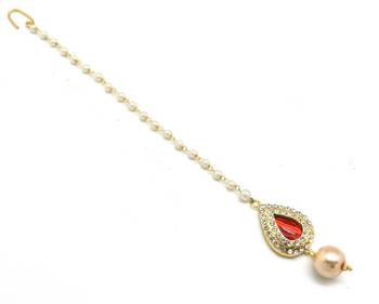 Pear Shape Small Size Maang Tikka Decorated With Crystal 1