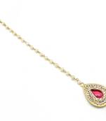 Pear Shape Small Size Maang Tikka Decorated With Crystal