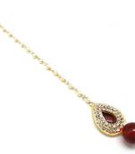 Pear Shape Small Size Maang Tikka Decorated With Crystal