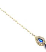 Pear Shape Small Size Maang Tikka Decorated With Crystal