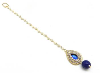 Pear Shape Small Size Maang Tikka Decorated With Crystal 2