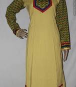 Yellow plain cotton cotton-kurtis