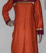 Dark pink printed cotton cotton-kurtis