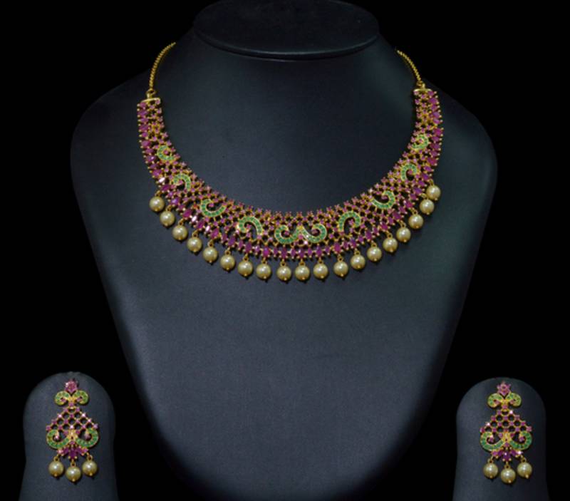 cz multi real diamond look mecklace set