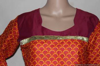 Dark pink printed cotton cotton-kurtis 2