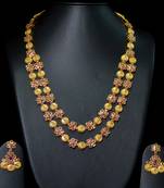 traditional ruby color  kasu lakshmi ji coins necklace set