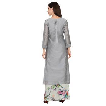 grey  cotton silk stitched kurti 3