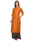 orange  cotton silk stitched kurti