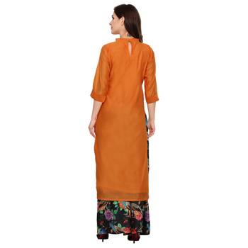 orange  cotton silk stitched kurti 3