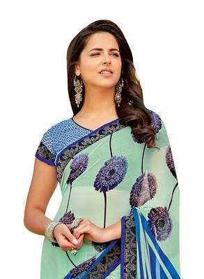 multicolor printed georgette saree with blouse 3