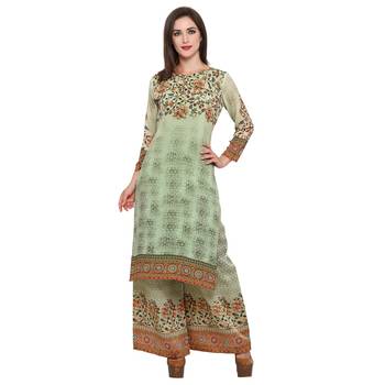 olive  georgette stitched kurti 1