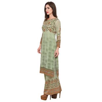 olive  georgette stitched kurti 2
