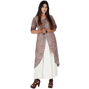 Brown plain jute cotton kurtas-and-kurtis 1