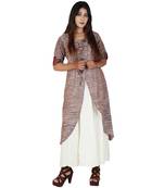 Brown plain jute cotton kurtas-and-kurtis