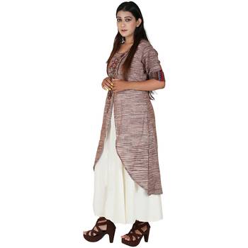 Brown plain jute cotton kurtas-and-kurtis 3