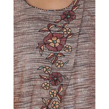 Brown plain jute cotton kurtas-and-kurtis 4