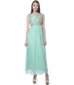 Green embroidered georgette kurtas-and-kurtis