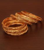 Gold Plated Gheru Copper Made Zircon Worked Bangles Set