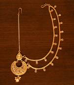 Stone and kundan embellished maang Tikka with side passa for women