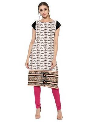 White printed American Crepe stitched kurti 1