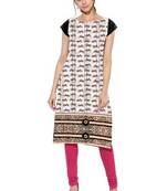White printed American Crepe stitched kurti