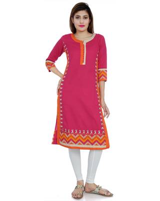 Pink embroidered khadi stitched embroidered-kurtis 1