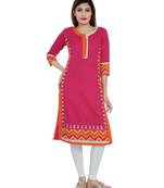Pink embroidered khadi stitched embroidered-kurtis