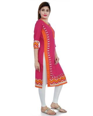 Pink embroidered khadi stitched embroidered-kurtis 3