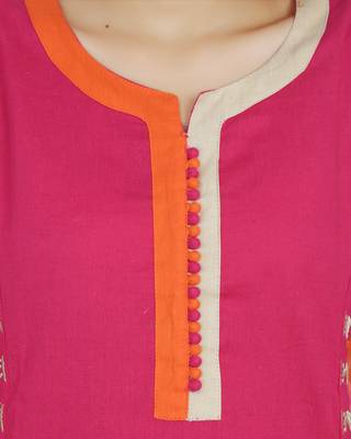 Pink embroidered khadi stitched embroidered-kurtis 5