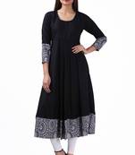 Black plain viscose rayon stitched ethnic-kurtis
