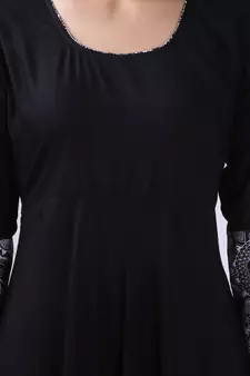 Black plain viscose rayon stitched ethnic-kurtis