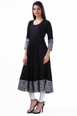 Black plain viscose rayon stitched ethnic-kurtis 2