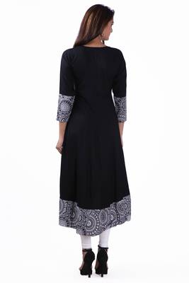 Black plain viscose rayon stitched ethnic-kurtis 4
