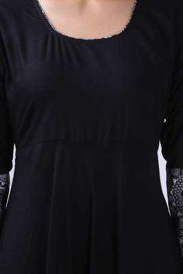 Black plain viscose stitched rayon ethnic-kurtis 5