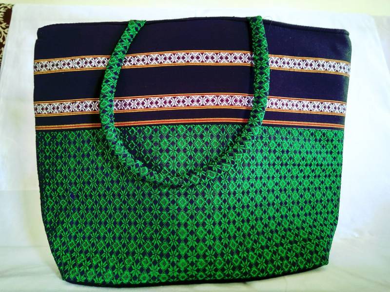 Green khun parachute material tote bags