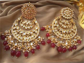 Red Kundan Chandbali Earrings Online Red Kundan Chandbali Earrings