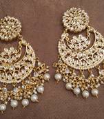 White (Oversized) Kundan Chandbali Earrings