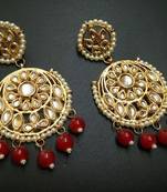 Aisha Red Kundan Chandbali Earrings