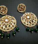 Aisha Green Kundan Chandbali Earrings