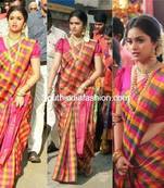 Multicolor printed synthetic saree with blouse