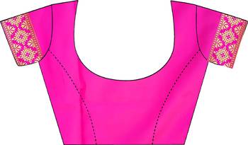 Pink woven banarasi art silk saree with blouse 5